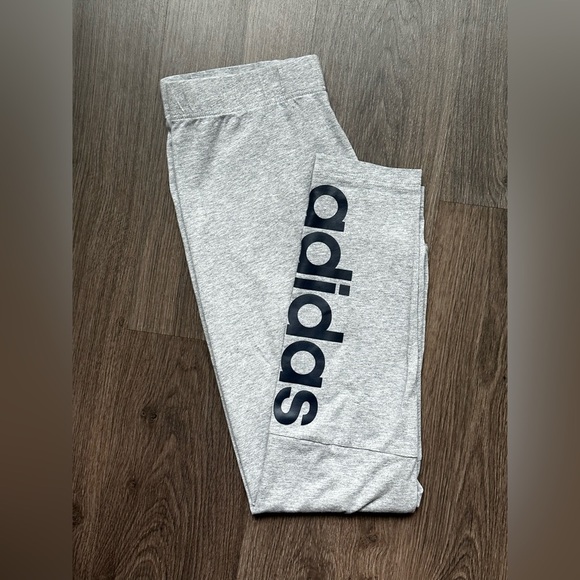 adidas Gray Leggings with Black Logo - Picture 1 of 3